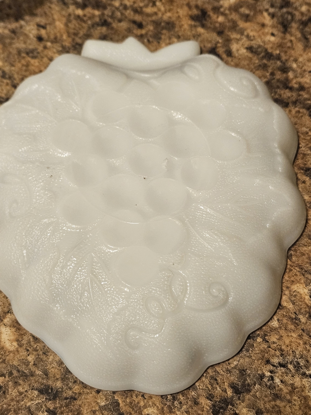 Vintage MCM Hazel Atlas Milk Glass Grapes Trinket Nut Candy Dish